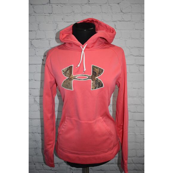 Under Armour Hoodie Pullover Womens Size Small Polyester Pink Green Camo - Picture 6 of 6
